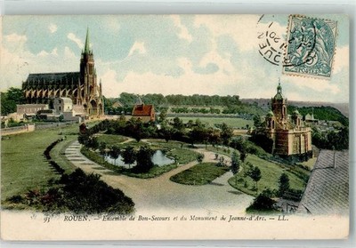 39474865 - Rouen ensemble de Bon Securs et du Monument de Jeanne d'Arc 1904