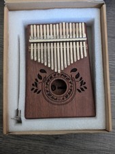 Mahogany Kalimba 17 Key Thumb Piano New Open Box Light Brown Unokki Brand