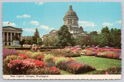 Postcard Olympia, Washington, State Capitol, Grounds, Flower Beds 6x4'' A11642