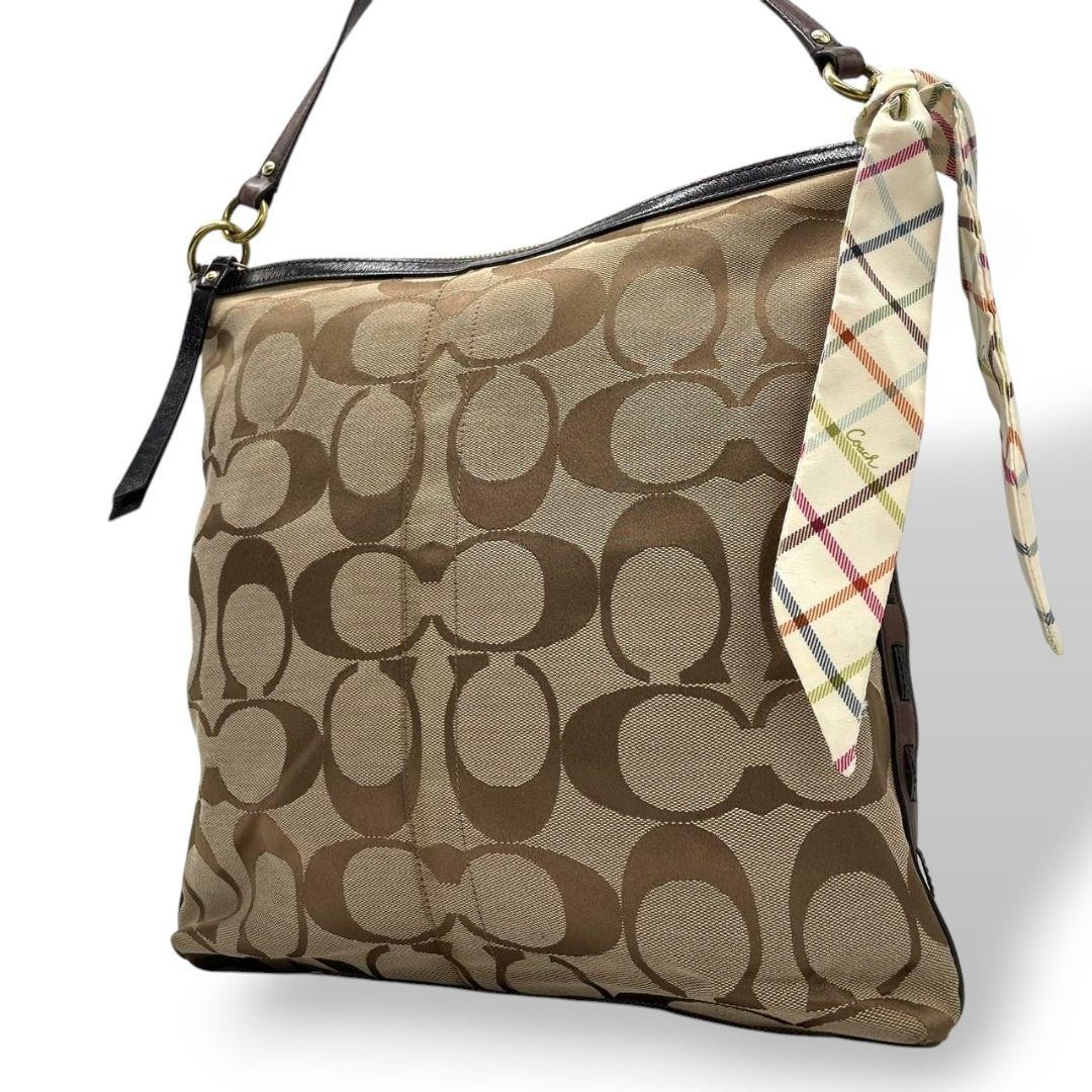 Authentic Used Coach Brown Signature T6 Shoulder Bag  