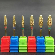 3/32" Metal Nail Art Tools Burr Nail Drill Bits Gold Electric Nail Machine Tool
