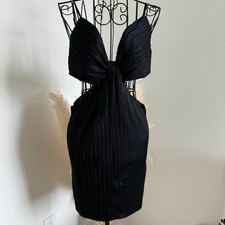 ASTR The Label Black Plisse Cut Out Formal Party Cocktail Mini Dress NEW Small