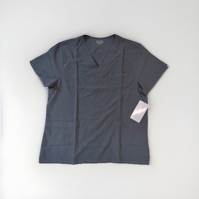 MED COUTURE Activate Men s V-Neck 4 Pocket Scrub Top -XL - Pewter