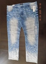 Men's Southpole Stretch Active Flex Jeans LT Bleached Distressed Size 50