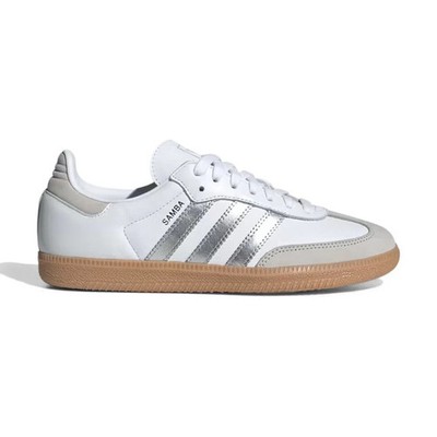 Adidas Samba OG White Silver Metallic Grey JI2725 Womens New Size 7.5