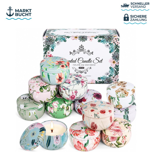 Aromatherapie Duftkerzen Set 12Er Sojawachs In Dosen Geschenk FüR Frauen-image