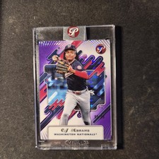 CJ ABRAMS 2025 TOPPS PRISTINE PURPLE REFRACTOR NATIONALS 95/99 With Mag Slab