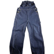 Dickies Bib Overalls Mens 38x34 Indigo Rigid Denim Cotton Dark Wash Workwear