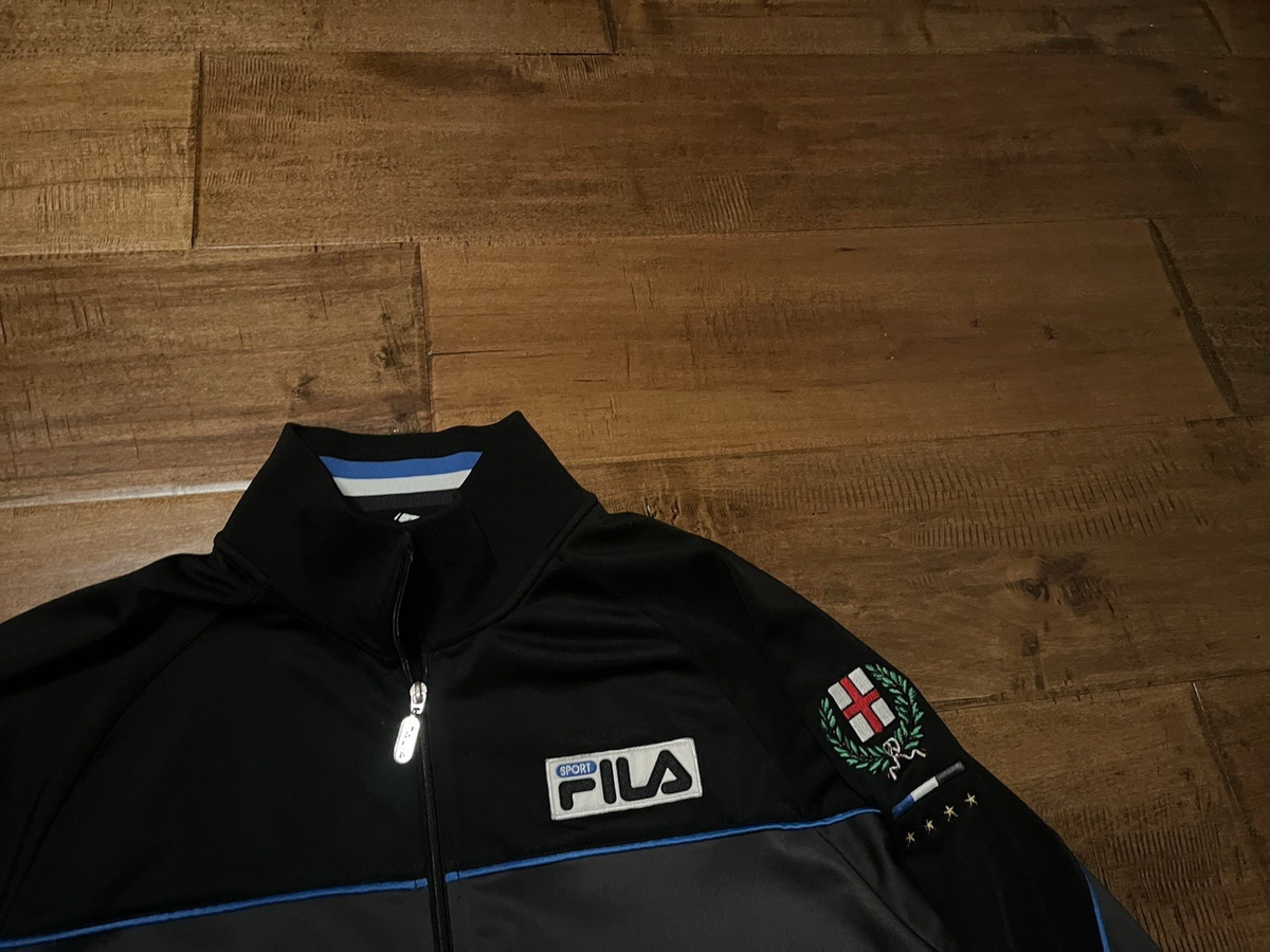 Fila Sport Italia Italy Black Gray Full Zip Athletic Track Jacket
