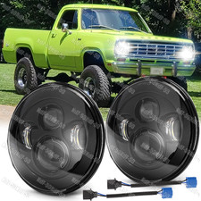 Pair Newest Fog Dodge W100 W200 W300 Pickup 7 Round Led Headlights Hi-lo Beam