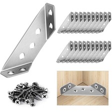 20Pcs Universal Stainless Steel Furniture Corner Connector, Angle Corner Brac...