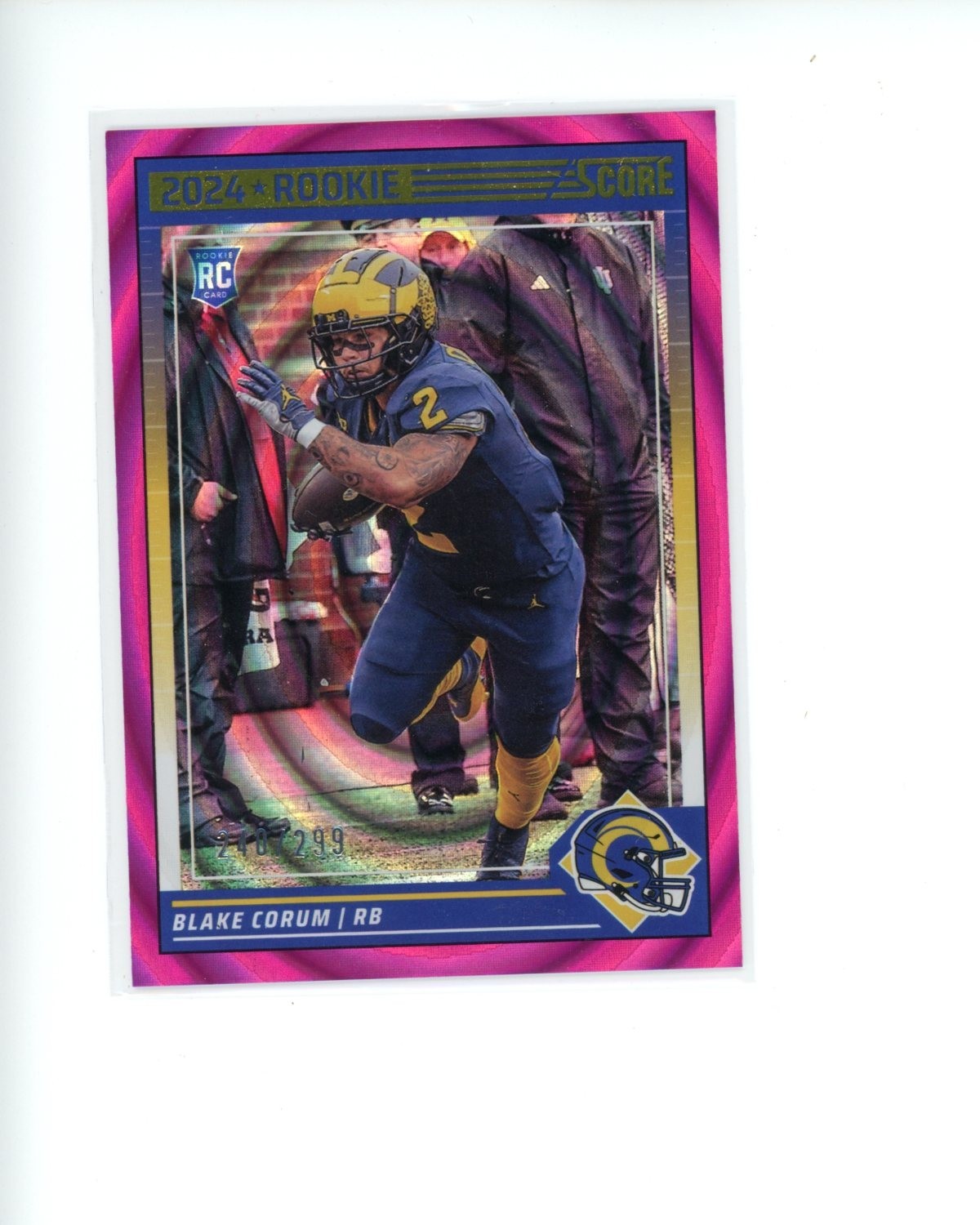 2024 Panini Score Pink Ellipse #389 Blake Corum Rookie RC #d 240/299