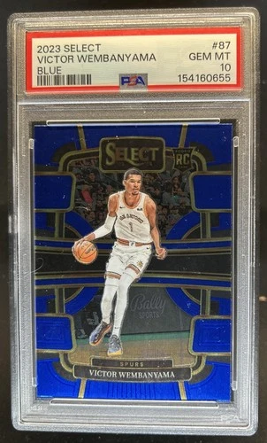2023-24 Panini Select Victor Wembanyama RC Blue Prizm Concourse #87 Spurs PSA 10