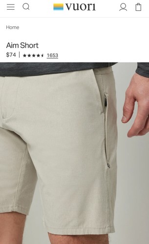 Vuori Aim Shorts Men 30 Performance Stretch Athletic Comfort Light 8” V368 Read - Picture 3 of 19