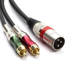 XLR Male to 2 x Phono RCA Plug Adapter Y Splitter Patch Cable, 1 XLR 3 Pin to...