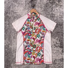 San Soleil 1/4 Zip Large Womens Paisley Floral Short Sleeve UPF 50 Golf