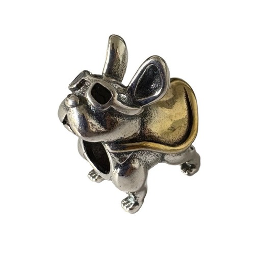 SUPER PUG / FRENCH BULLDOG Bull Dog European Charm & Pouch- Sterling Silver s925 - Picture 1 of 8