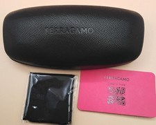 NEW FERRAGAMO Black Medium Hard Case for Sunglasses/Eyeglasses w/Cleaning Cloth