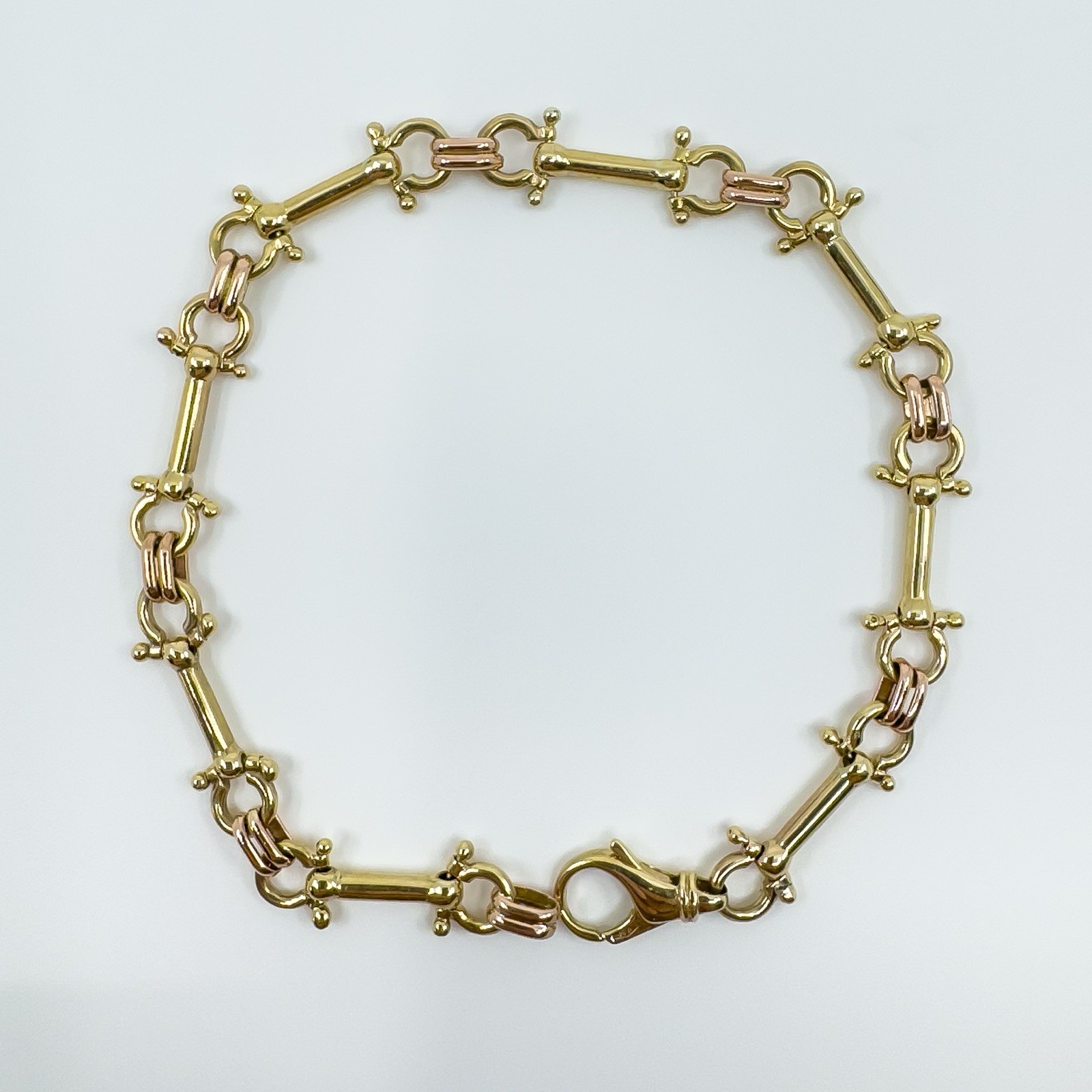 Rare Vintage 9ct Rose & Yellow Gold Horsebit Snaffle Equestrian 8.5” Bracelet image 4