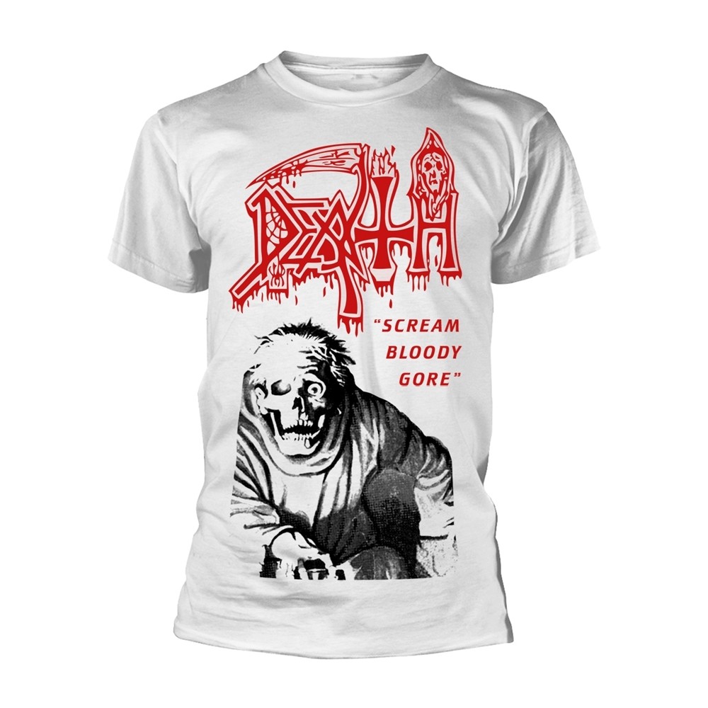 DEATH - SCREAM BLOODY GORE WHITE T-Shirt, Front - Back Print XX-Large