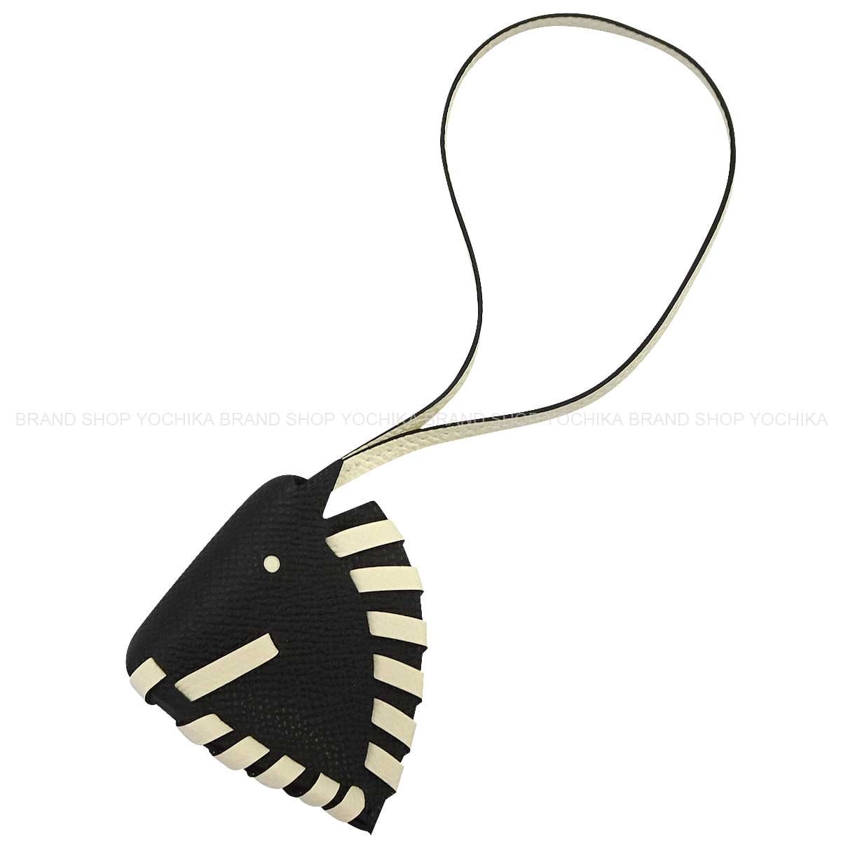 HERMES Cheval Tresse Bag Charm in Noir/Craie