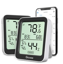 2 Pack Bluetooth Thermometer Hygrometer With App Large Lcd Display Alerts