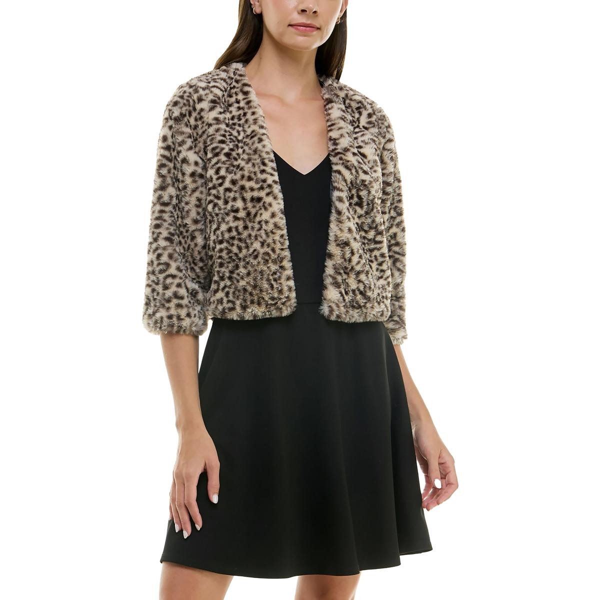 Женское коричневое пальто с запахом из искусственного меха BCX Juniors S BHFO 1069