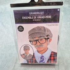 Grandpa Kit Halloween Costume With Hat Glasses, Mustache Fits Adults And Kid NEW