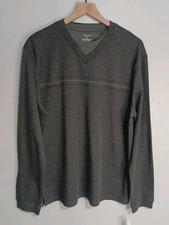 NWT Van Heusen Men  s V-Neck Sweater Mens Sz L Grey Pullover Long Sleeve B10 