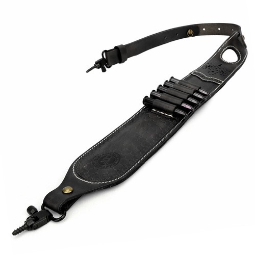 TOURBON Leather Rifle Sling Padded Bullets 30-06 Ammo Carry Strap+Swivels Screws - Picture 12 of 24