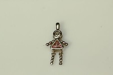 Sterling Silver Pink Birthstone Baby Girl Charm Or Pendant 2.2 Grams PEN8852 