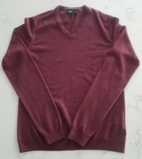 Hugo boss Mens Virgin Wool Maroon Sweater slim fit size M
