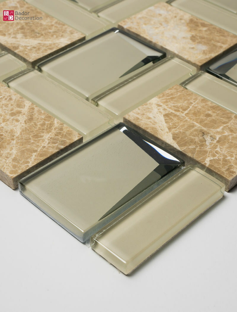 Mosaico de Vidrio Mármol Azulejos Baldosas Beige Crema Braun Baño Wc 1qm 8mm