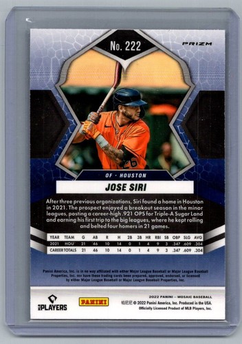 2022 Panini Mosaic - Rookies Jose Siri #222 Mosaic Prizm (RC) - Bild 2 von 2