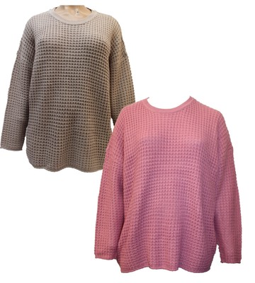 Curve Plus Size Plüsch Zopfmuster Pullover Größe 14 bis 26/28 in Beige und Rosa