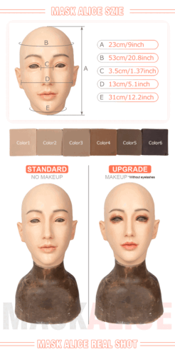 Realistische Silikon Weibliche Gesichtsmaske Crossdresser Kopf Maske Für Cosplay - Bild 15 von 28