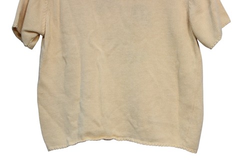 Vintage Knit Blouse Petite Large Butter Yellow Flower Butterfly Ramie 90s Retro - Picture 7 of 8