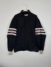 Vintage RJS Racing Equipment Mens Black Jacket Zip-Up Embroidered Signed 1990s