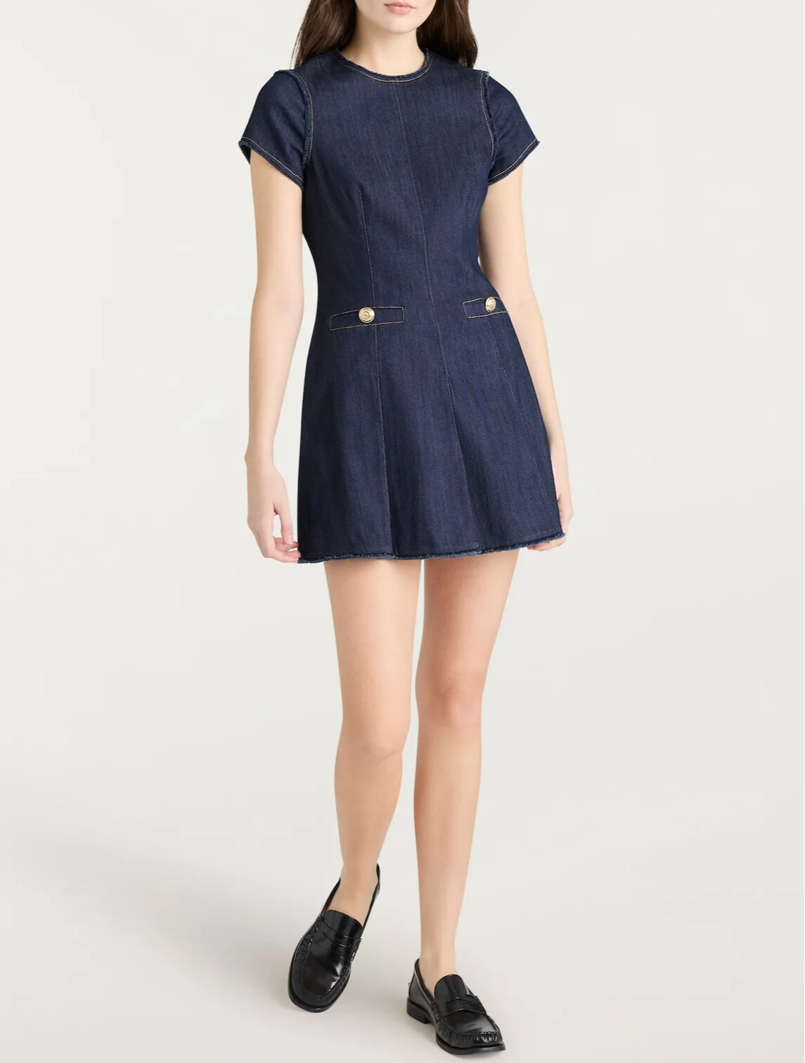 AUTH NEW Cinq A Sept Round Neck Short Sleeve A-line Mini Dress