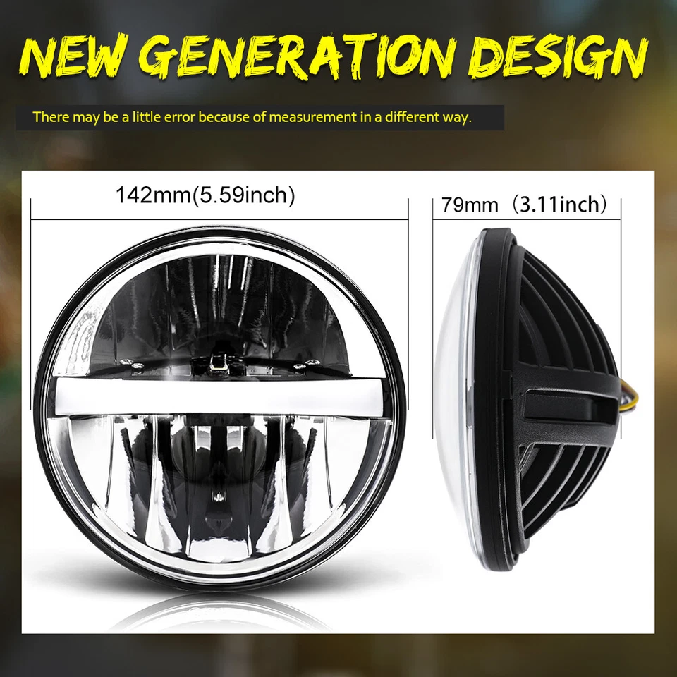 4 PIEZAS Faro LED Halo DRL Redondo 5 3/4" 5.75" Para Ford Gran Torino LTD Ranchero Foto 2 de 4