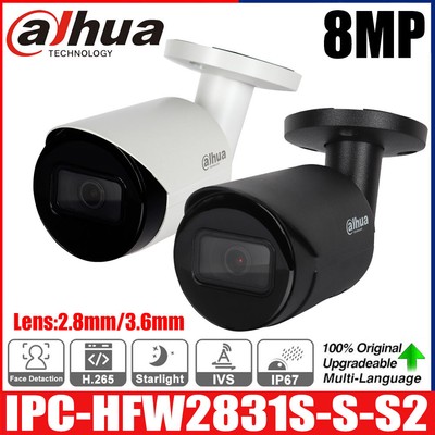 Dahua IPC-HFW2831S-S-S2 Starlight 8MP IP67 H.265 Bullet IP Kamera Weiß/Schwarz