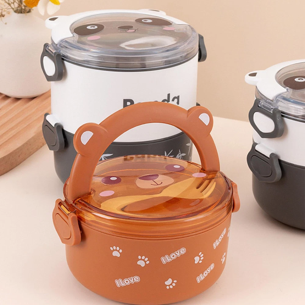Lunch Box Container Cartoon Thermal Bento Box Stackable Leakproof Food Container