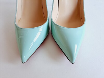 NEW Christian Louboutin Light Blue Patent Leather Pumps Heels  