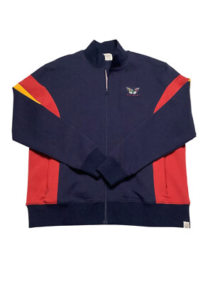 AGTAWH Men's Flower Peace Neoprene Track Jacket | Navy | Medium