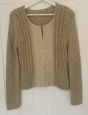 ~Ladies Linen Blend Knitted Cardigan UK10 By Khaki