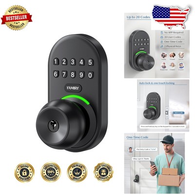 Keyless Entry Digital Keypad Door Lock with Auto-Lock & Handle - Matte Black