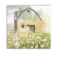 Wexford Home Daisy Barn Gallery Wrapped Canvas Wall Art, 40x40, Multicolor