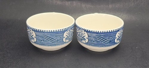 C1950 Currier & Ives Royal Blue Cup Saucer Star of Road Replacement Steamboat - Picture 7 of 14
