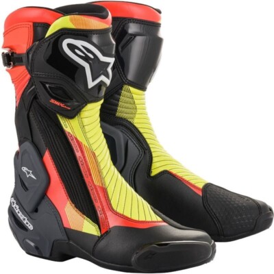 ALPINESTARS SMX PLUS V2 ROT GELB SCHWARZ MOTORRAD SPORT STIEFEL GRÖßE EU41