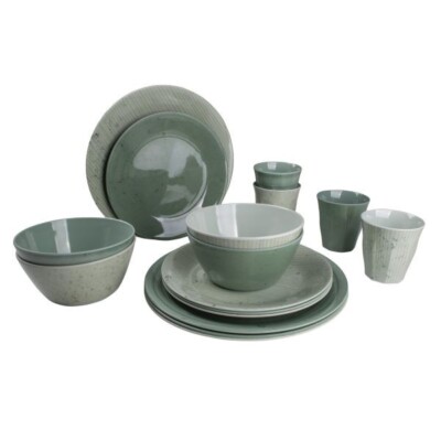 bo-camp Melamin Camping-Geschirrserie Mix & Match grün 16tlg.